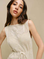 Lilliana Linen Cotton Crochet Dress